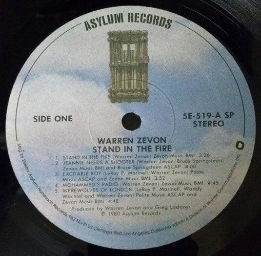 Warren Zevon : Stand In The Fire (LP, Album, Spe)