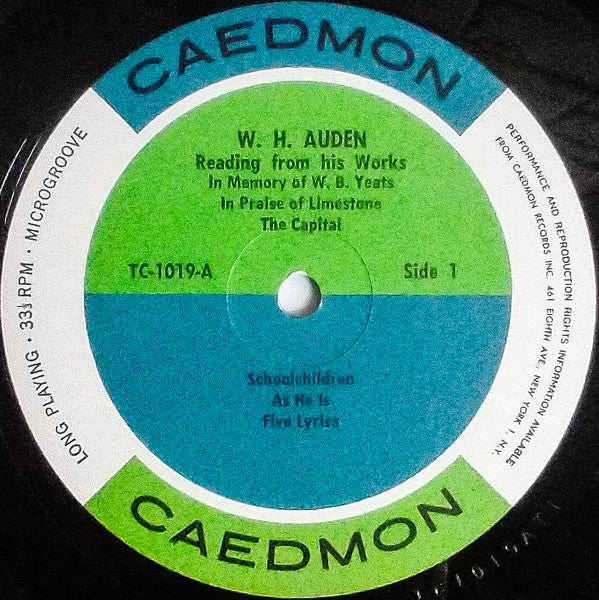 W. H. Auden : Reading From His Works (LP, Mono)