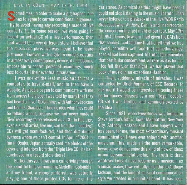 Steve Khan, Anthony Jackson, Dennis Chambers : The Suitcase - Live In Köln '94 (2xCD, Album)