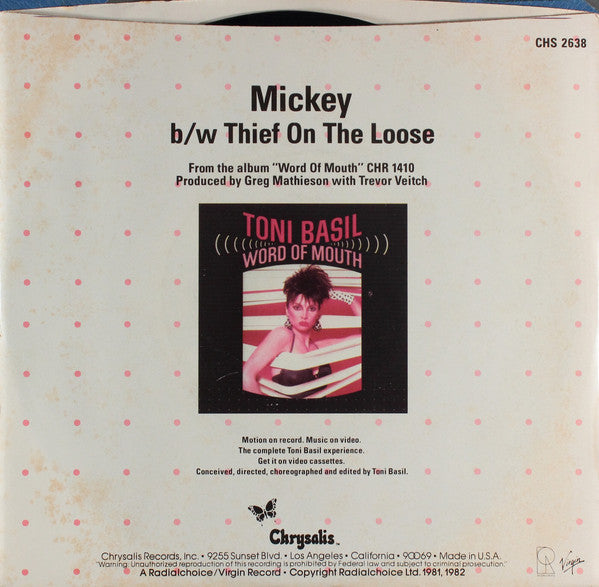 Toni Basil : Mickey (7", Single, Styrene, Pit)