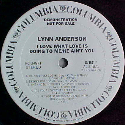 Lynn Anderson : I Love What Love Is Doing To Me / He Ain't You (LP, Album, Promo)