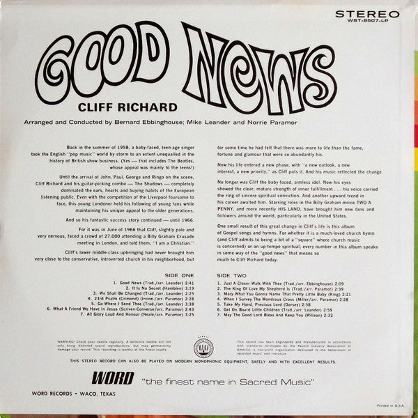 Cliff Richard : Good News (LP, Album)