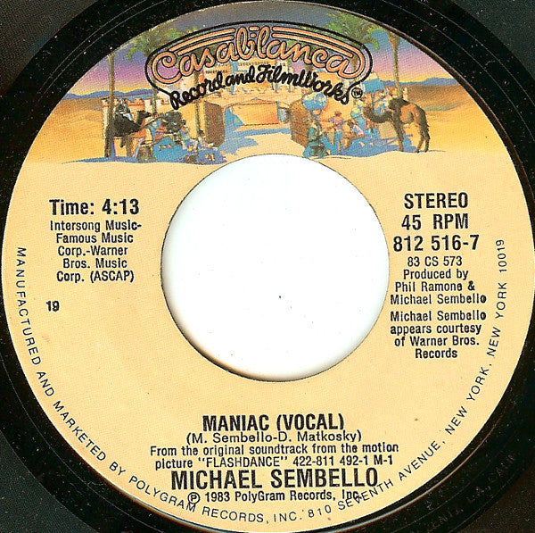 Michael Sembello : Maniac (7", Single, Styrene, 19 )