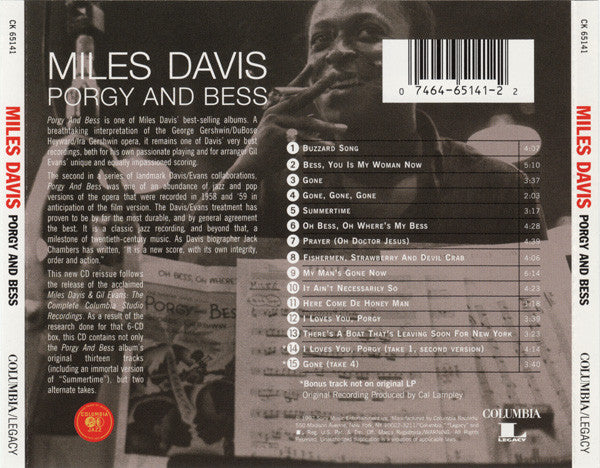Miles Davis : Porgy And Bess (CD, Album, RE, RM, Pit)