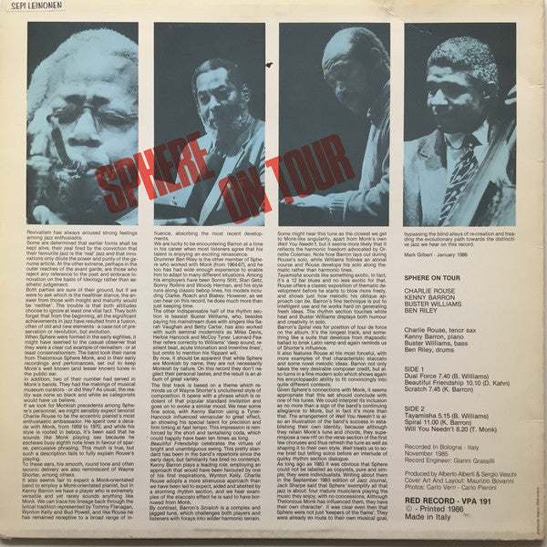 Sphere (16) : Sphere On Tour (LP)