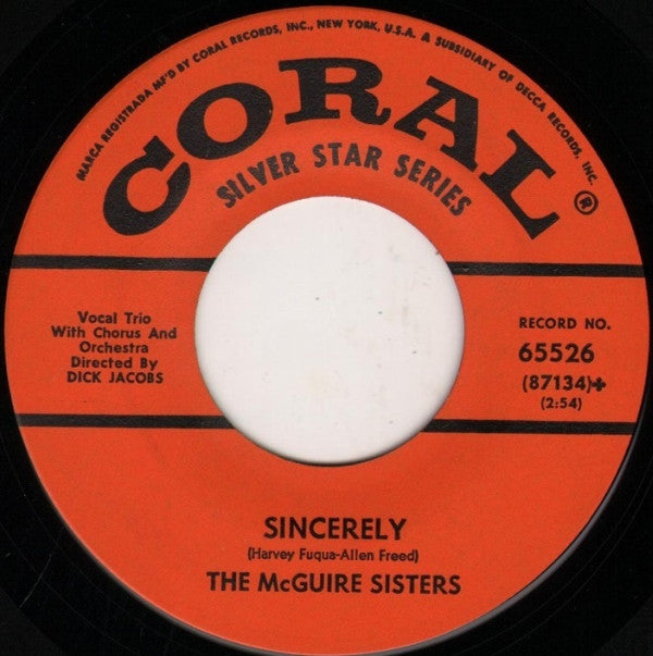 The McGuire Sisters* : Sugartime / Sincerely (7", Single, RE)
