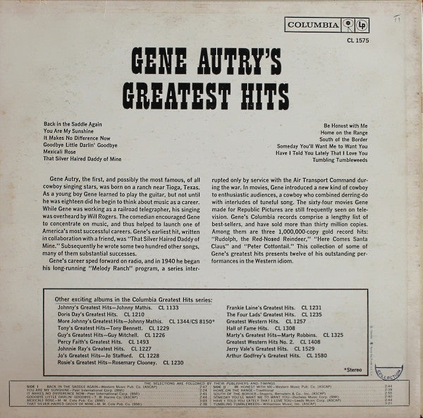 Gene Autry : Gene Autry's Greatest Hits (LP, Comp)