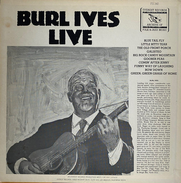 Burl Ives : Burl Ives Live (LP)