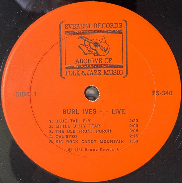 Burl Ives : Burl Ives Live (LP)
