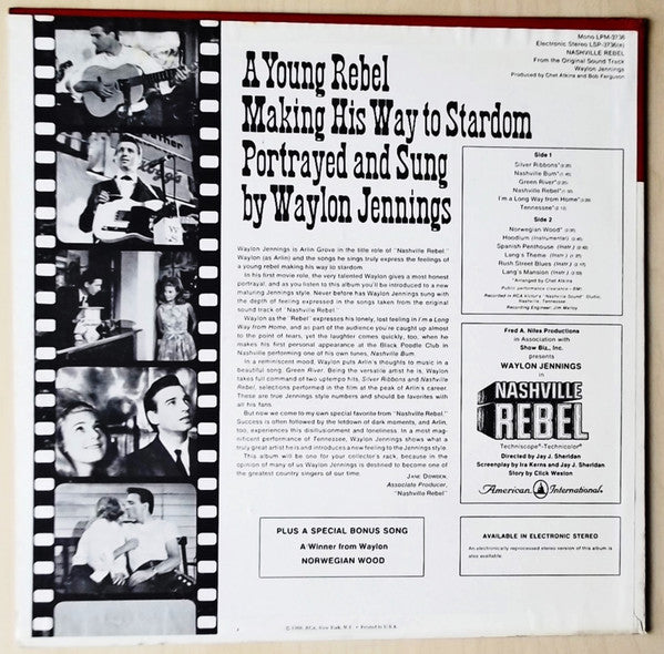 Waylon Jennings : Nashville Rebel (From The Original Sound Track) (LP, Album, Mono)