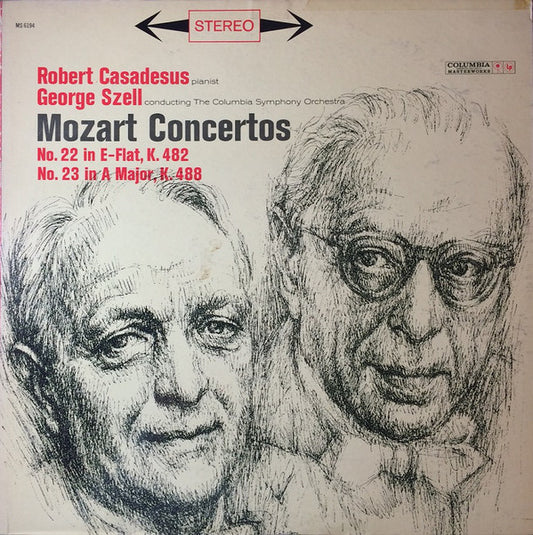 Mozart*, Robert Casadesus, George Szell : Concertos No. 22 In E Flat, K. 482 / No. 23 In A Major, K. 488 (LP, Album)