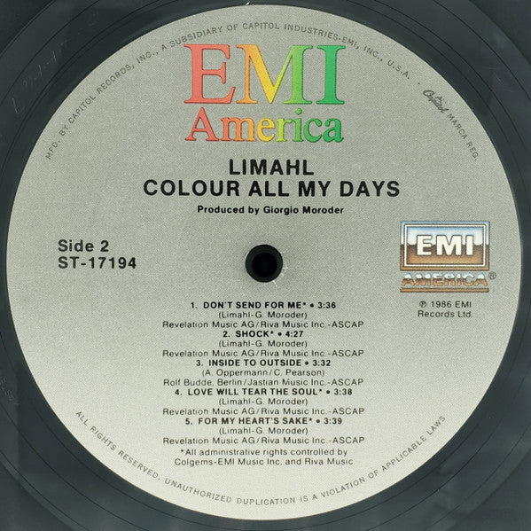 Limahl : Colour All My Days (LP, Album, All)