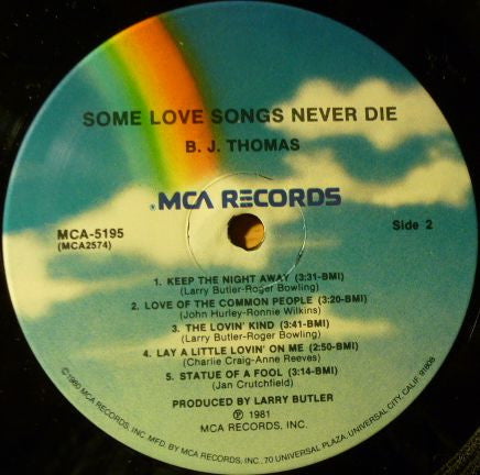 B.J. Thomas : Some Love Songs Never Die (LP, Album)