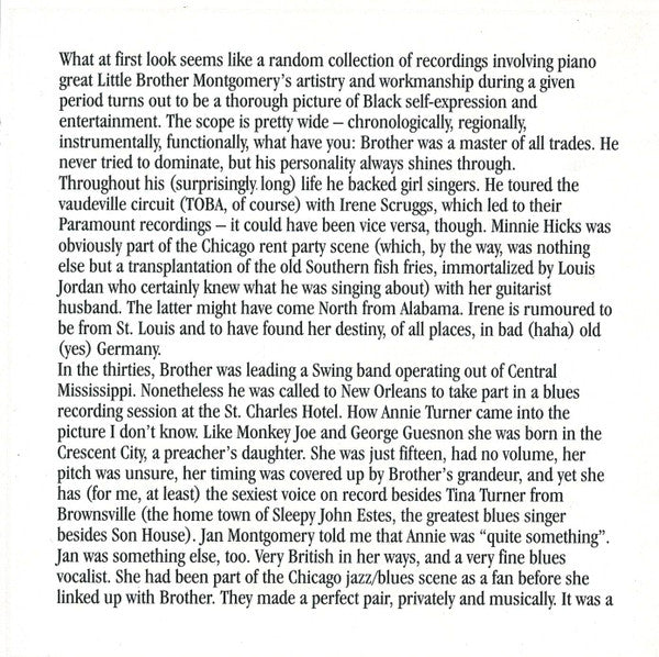 Little Brother Montgomery : Vocal Accompaniments & Early Post-War Recordings 1930-1954 (CD, Comp)