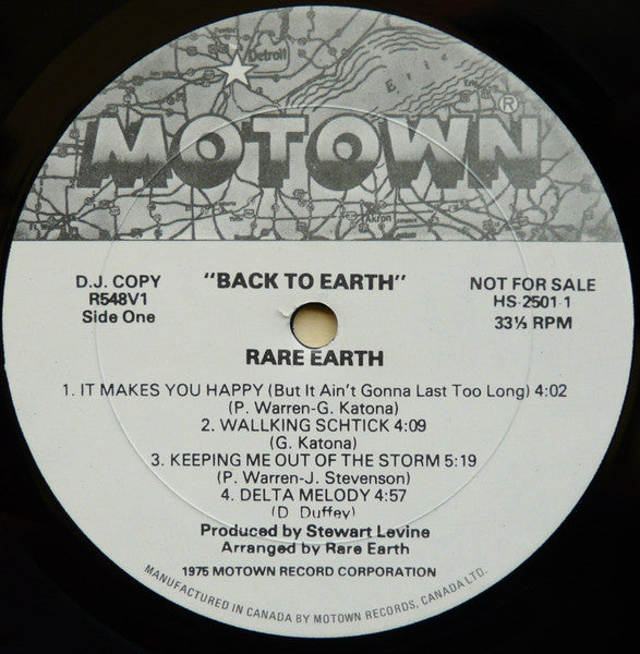 Rare Earth : Back To Earth (LP, Album, Whi)