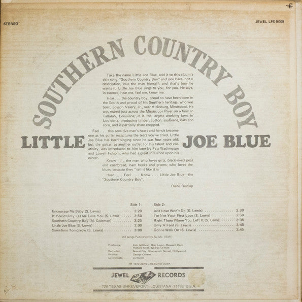 Little Joe Blue : Southern Country Boy (LP, Album)