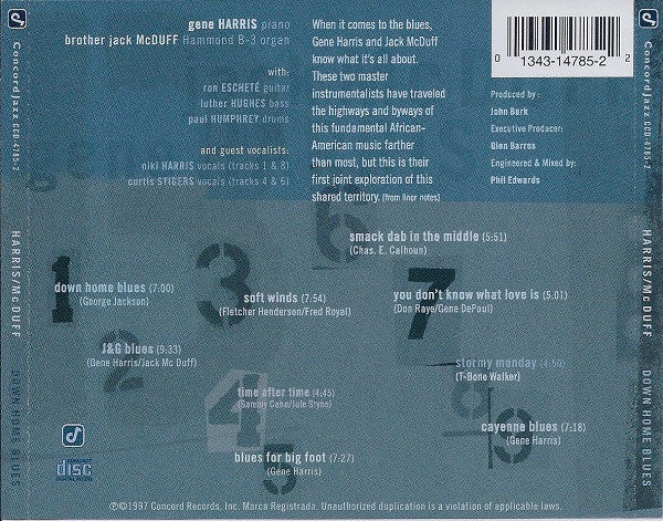 Gene Harris, Jack McDuff* : (Down Home) Blues (CD, Album)