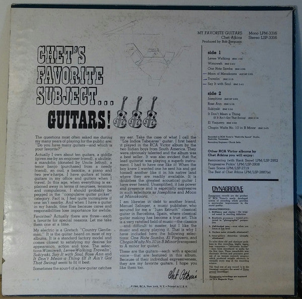 Chet Atkins : My Favorite Guitars (LP, RP, Roc)