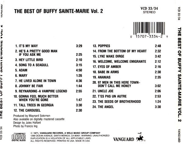 Buffy Sainte-Marie : The Best Of Buffy Sainte-Marie Volume 2 (CD, Comp)