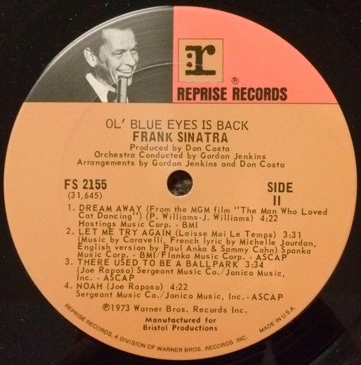 Frank Sinatra : Ol' Blue Eyes Is Back (LP, Album, San)