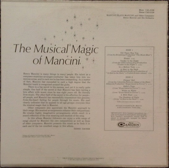 Henry Mancini And His Orchestra : Mancini Plays Mancini And Other Composers (LP, Album)