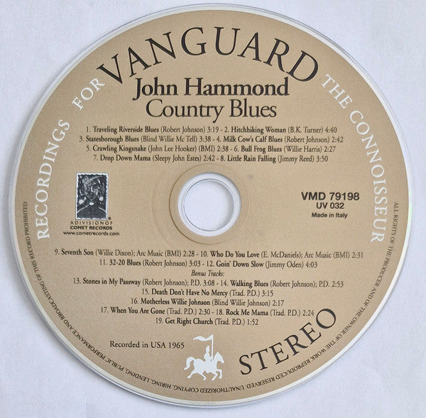 John Hammond* : Country Blues (CD, Album, RE)