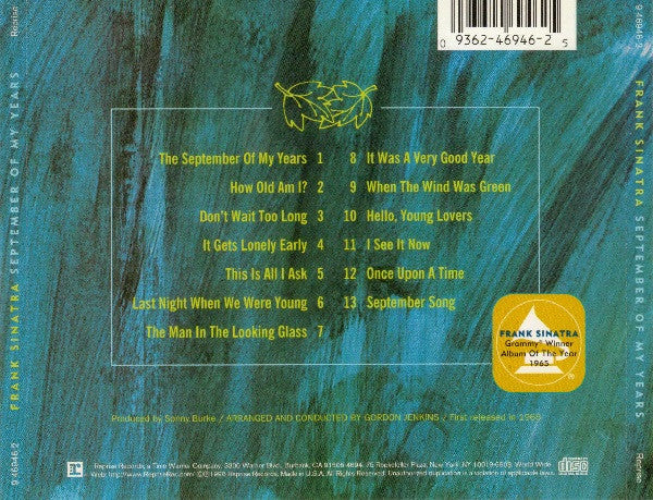 Frank Sinatra : September Of My Years (CD, Album, RE, RM)