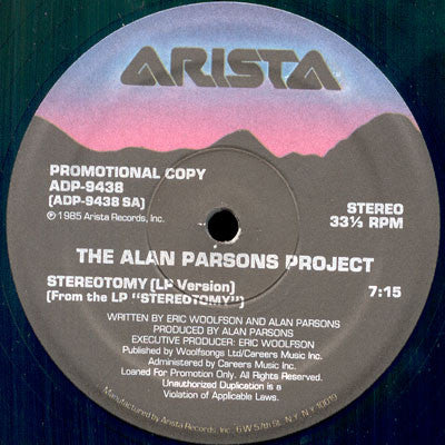 The Alan Parsons Project : Stereotomy (12", Promo)