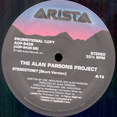 The Alan Parsons Project : Stereotomy (12", Promo)