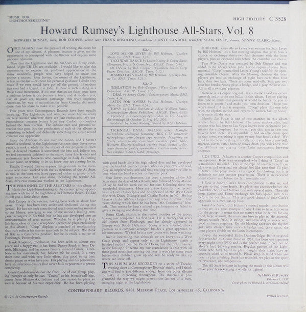 Howard Rumsey's Lighthouse All-Stars : Music For Lighthousekeeping (LP, Album, Mono)