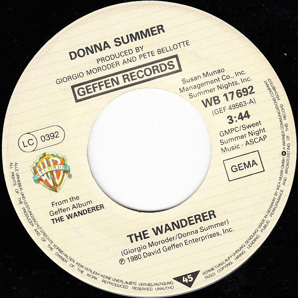 Donna Summer : The Wanderer (7", Single)