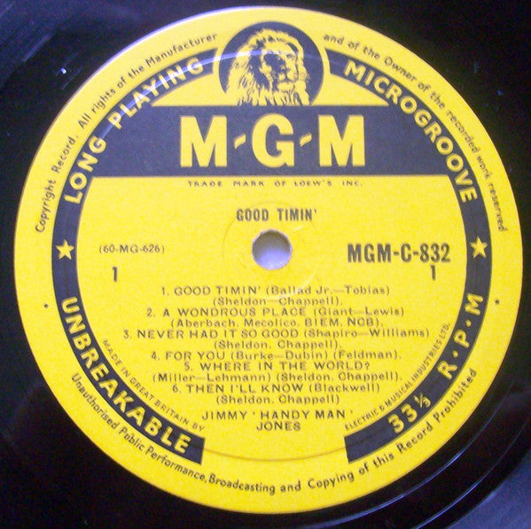 Jimmy Jones : Good Timin' (LP, Album, Mono)