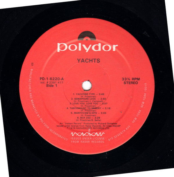 Yachts : S.O.S. (LP, Album, 53 )