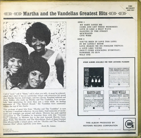 Martha And The Vandellas* : Greatest Hits (LP, Comp, Mono)