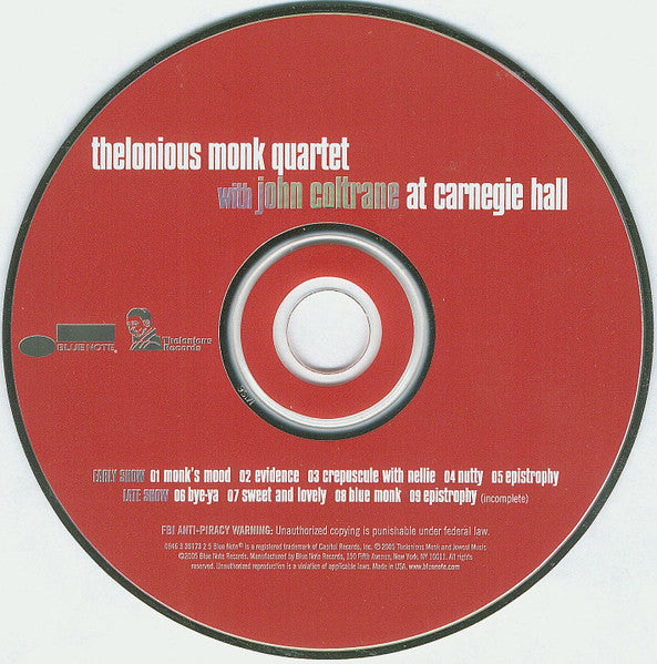 Thelonious Monk Quartet* With John Coltrane : At Carnegie Hall (CD, Album)