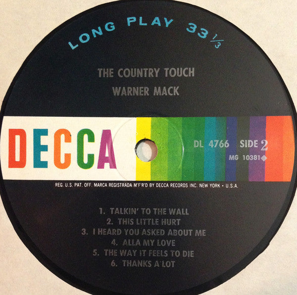 Warner Mack : The Country Touch (LP, Album, Mono, Pin)
