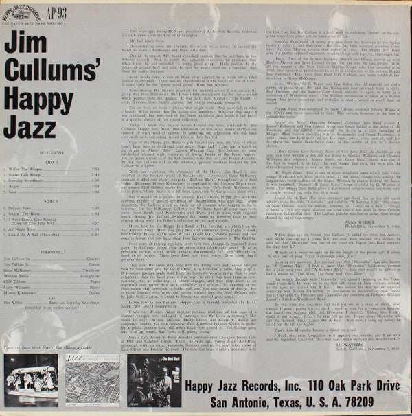 The Happy Jazz Band* : Jim Cullums' Happy Jazz (LP, Album)