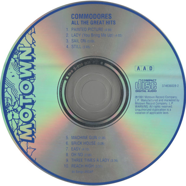 Commodores : All The Great Hits (CD, Comp, RP)