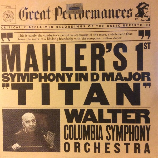 Mahler* - Bruno Walter, Columbia Symphony Orchestra : Mahler's 1st Symphony In D Major "Titan" (LP, Album, RE, RM)