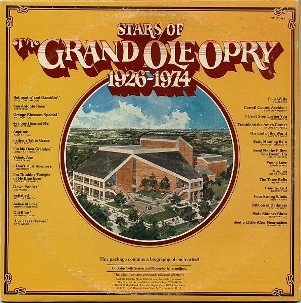Various : Stars Of The Grand Ole Opry 1926-1974 (2xLP, Comp, Ltd, Ora)