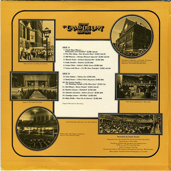 Various : Stars Of The Grand Ole Opry 1926-1974 (2xLP, Comp, Ltd, Ora)
