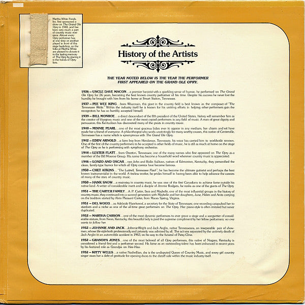 Various : Stars Of The Grand Ole Opry 1926-1974 (2xLP, Comp, Ltd, Ora)