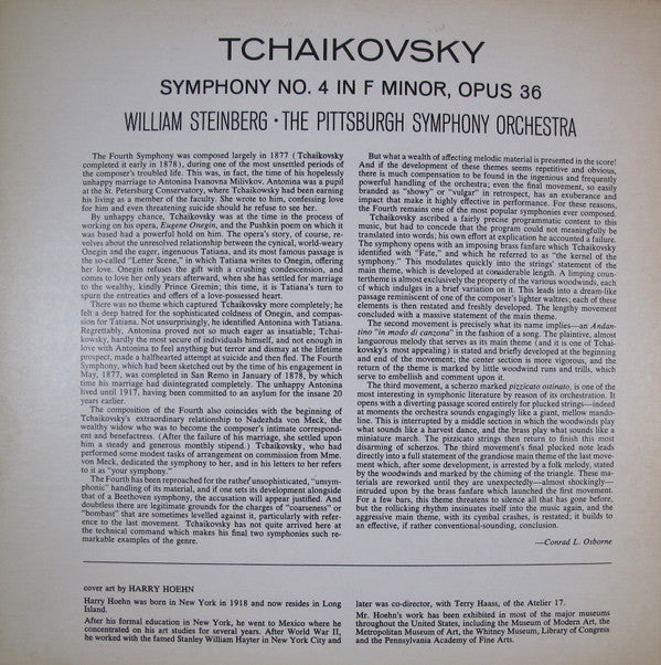 Tchaikovsky* - William Steinberg - The Pittsburgh Symphony Orchestra* : Symphony No. 4 In F Minor, Opus 36 (LP, Album, RE)