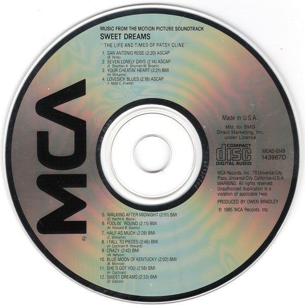 Patsy Cline : Sweet Dreams (CD, Club)