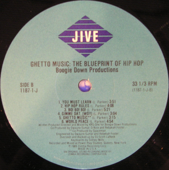 Boogie Down Productions : Ghetto Music: The Blueprint Of Hip Hop (LP, Album)