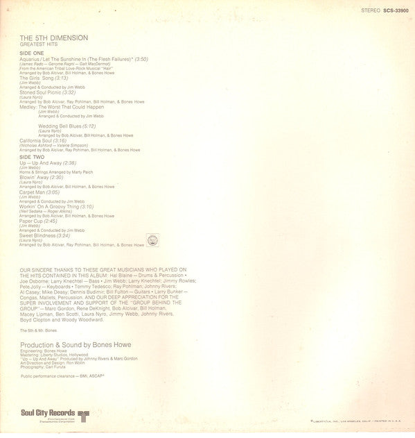 The 5th Dimension* : Greatest Hits (LP, Comp, Uni)