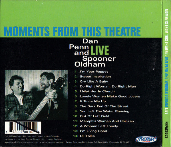Dan Penn And Spooner Oldham : Moments From This Theatre (CD, Album)