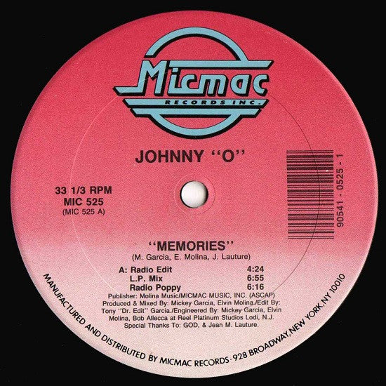 Johnny "O"* : Memories (12", Single)