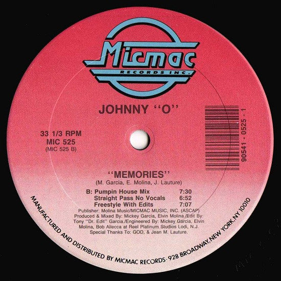 Johnny "O"* : Memories (12", Single)