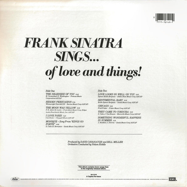 Frank Sinatra : Sinatra Sings...Of Love And Things (LP, Comp)